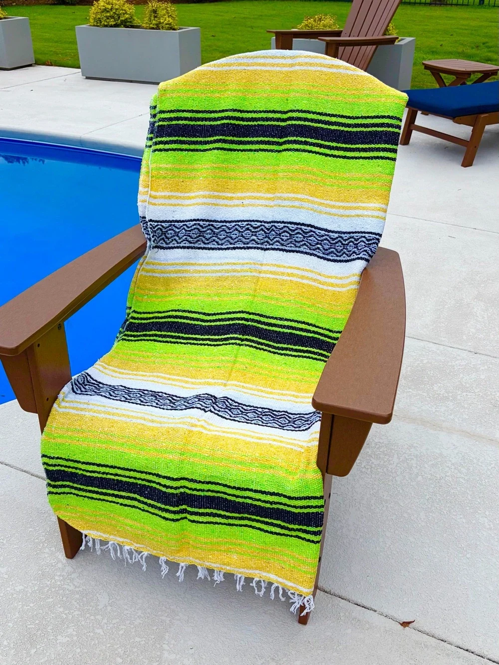 Mexican Falsa Blanket – Striped Woven Fringe Throw